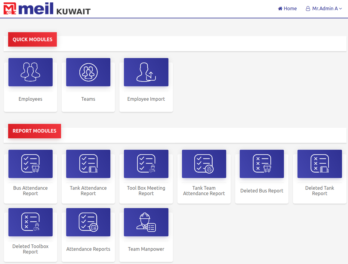 Attendance System Application, Meil(Kuwait)