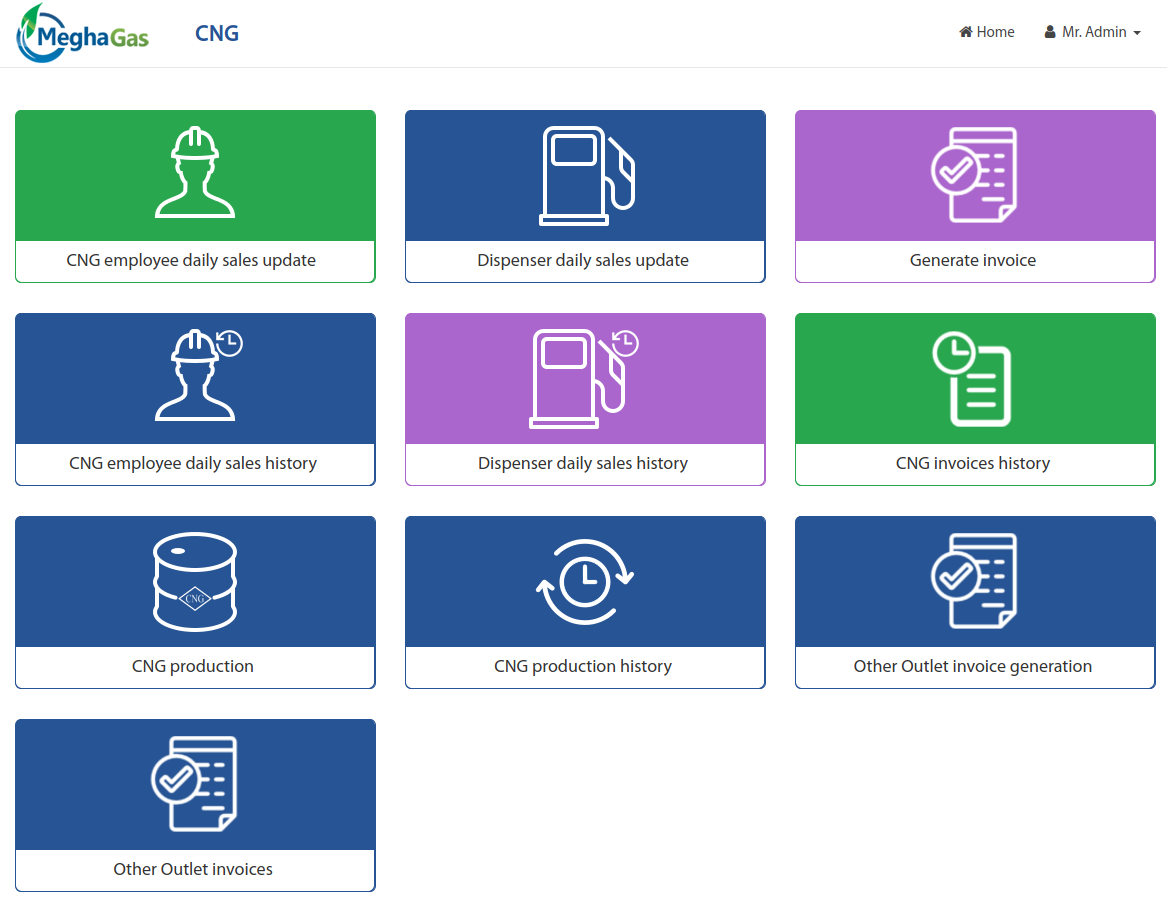 Admin Dashboard, MeghaGas